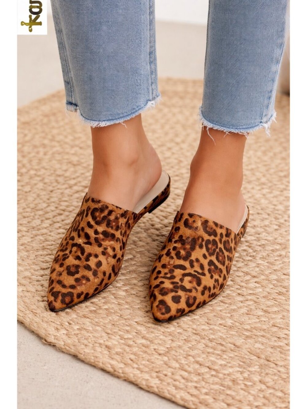 MUSSHOE Leopard Print Pointed Toe Slip-On Mules Size 10.5, NIB